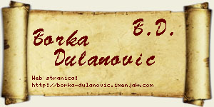 Borka Dulanović vizit kartica